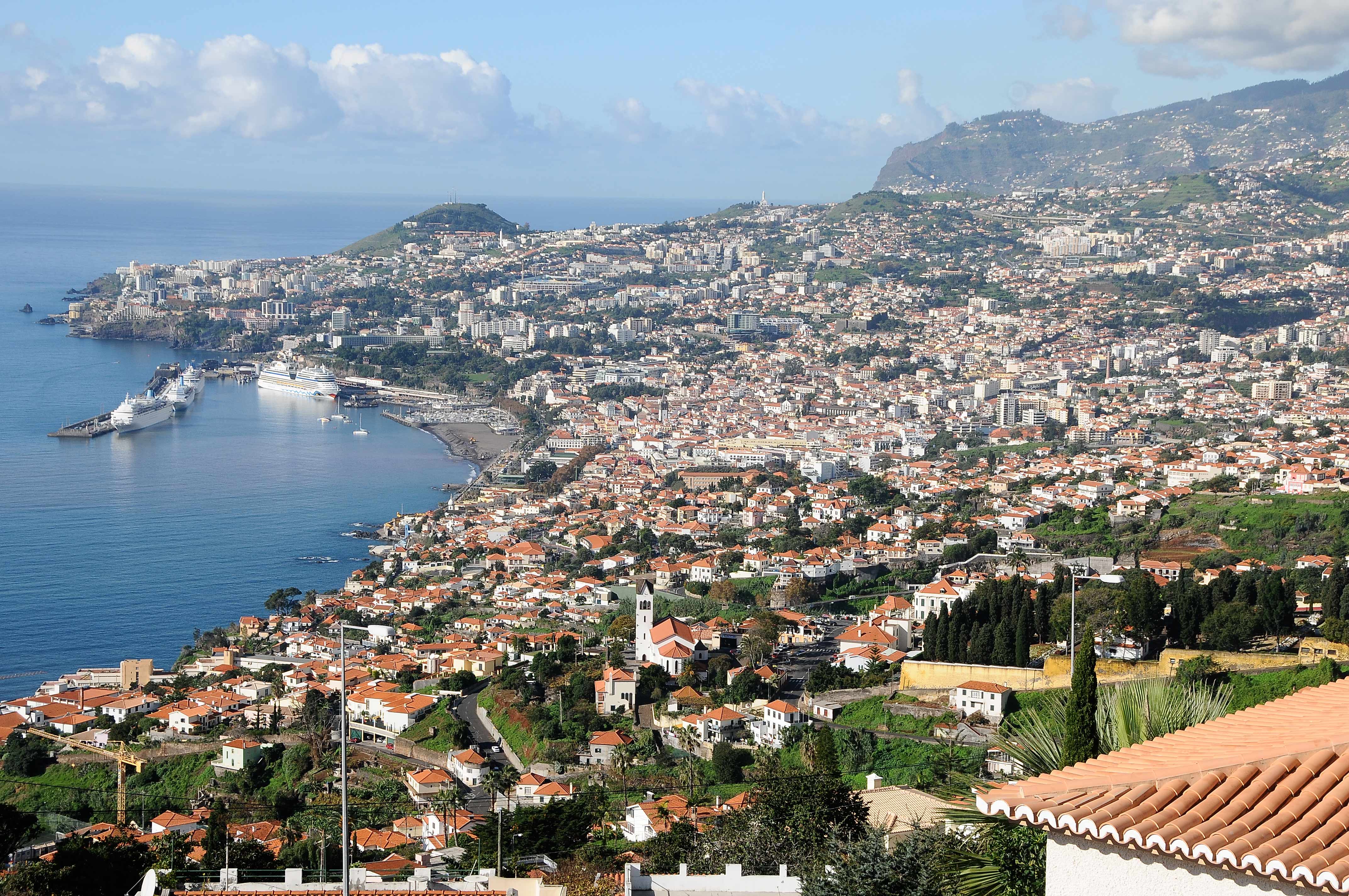 Ocean-view over Funchal Bay with cruise ships, Madeira