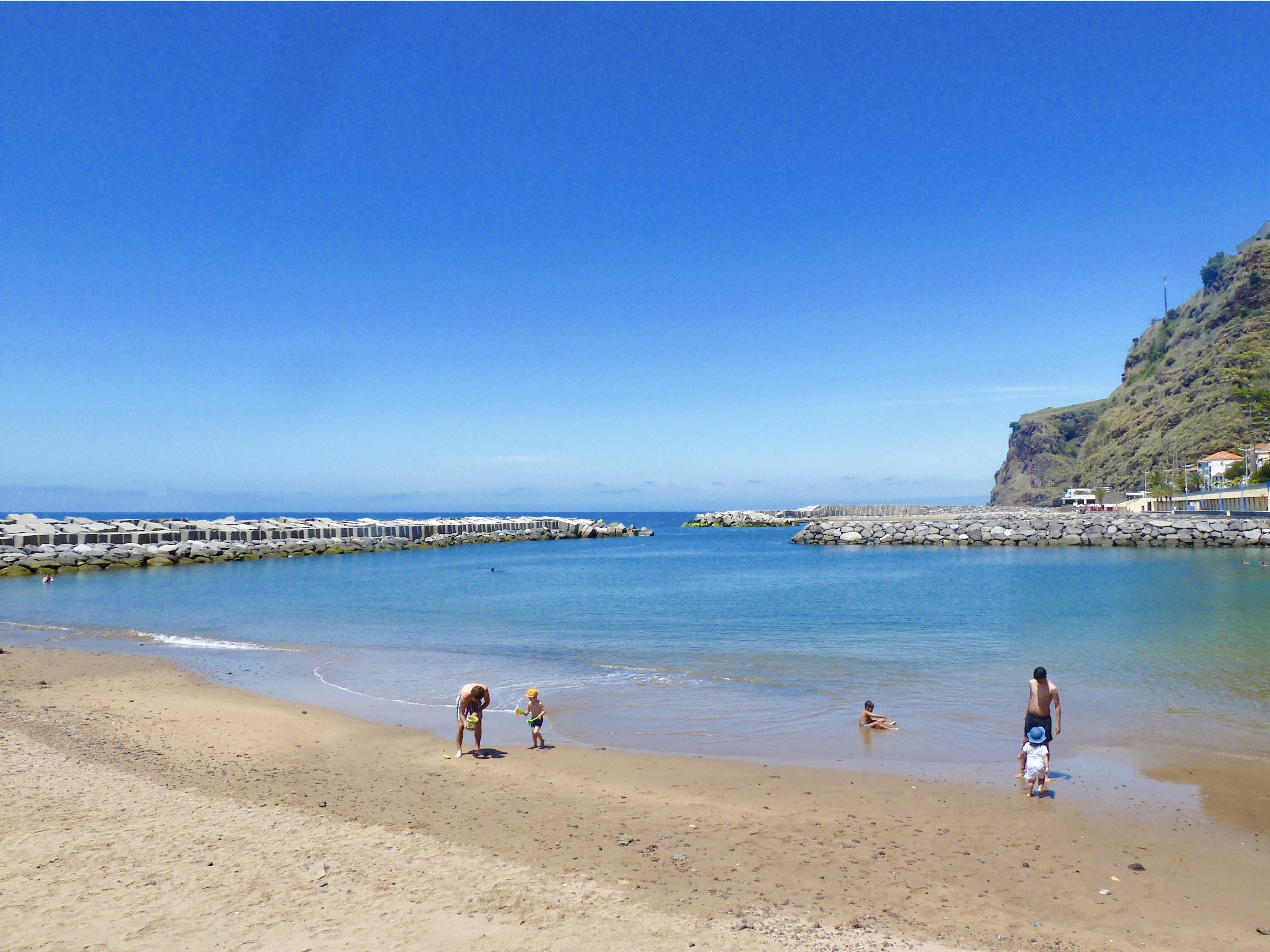 The beach in Calheta with golden sands